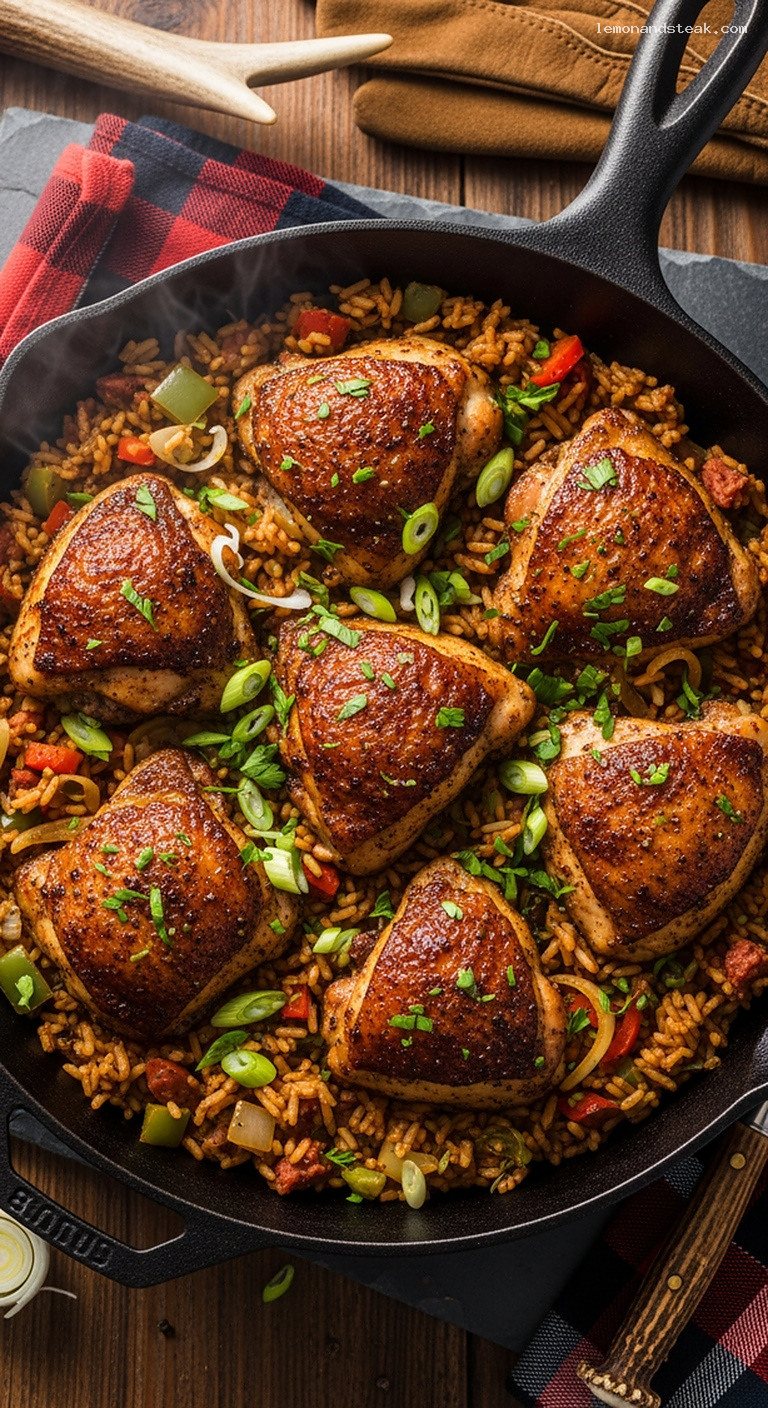 Cast-Iron Cajun Chicken and Dirty Rice Skillet