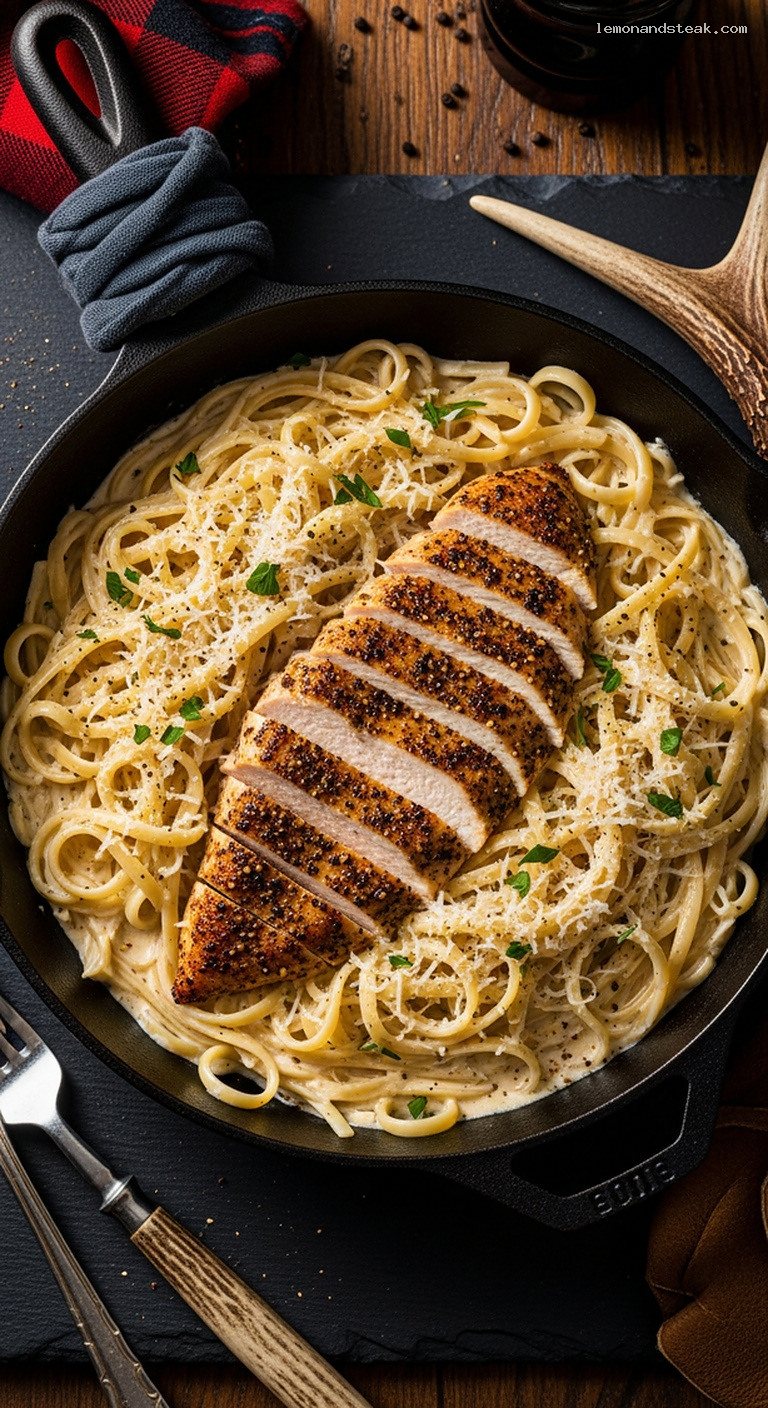 Cast-Iron Chicken Alfredo Pasta With Creamy Sauce