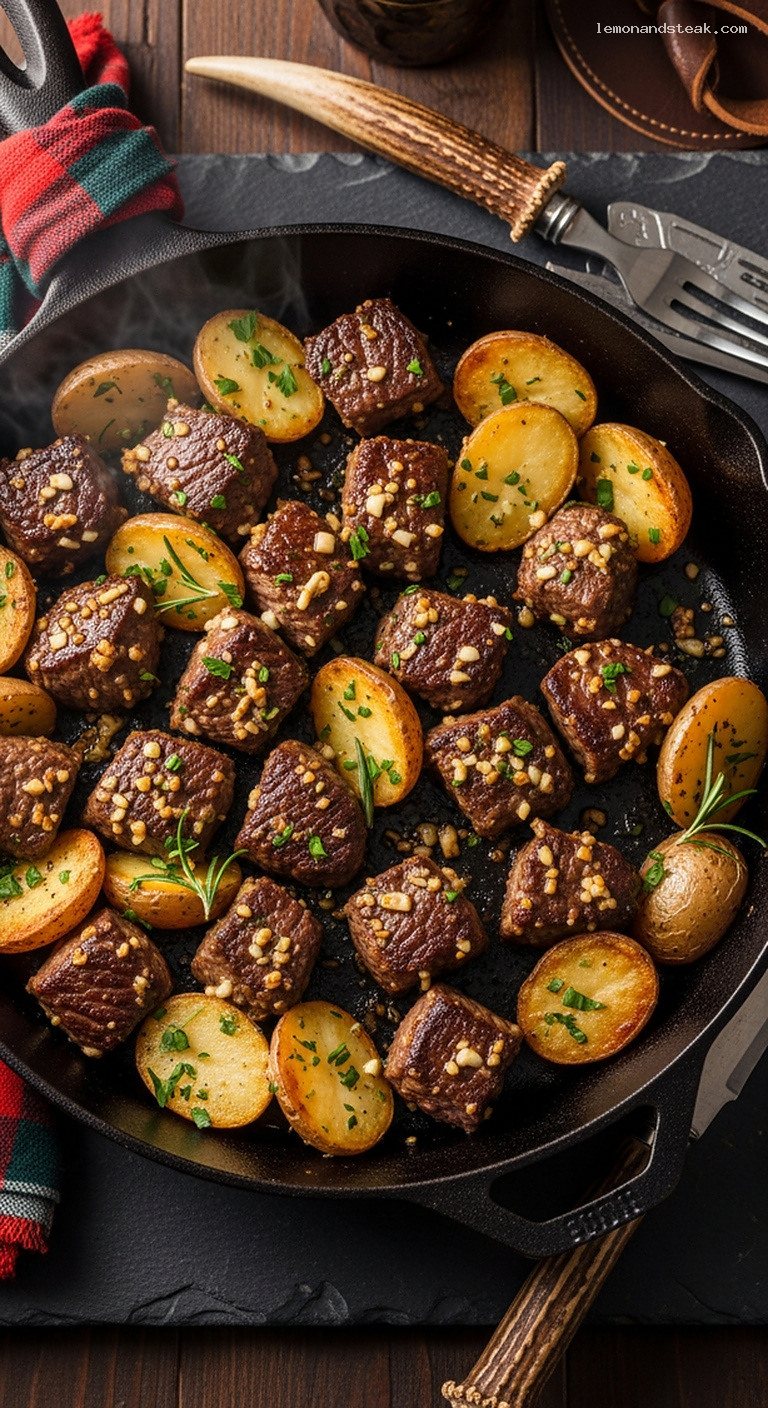 Cast-Iron Garlic Butter Steak Bites With Potatoes