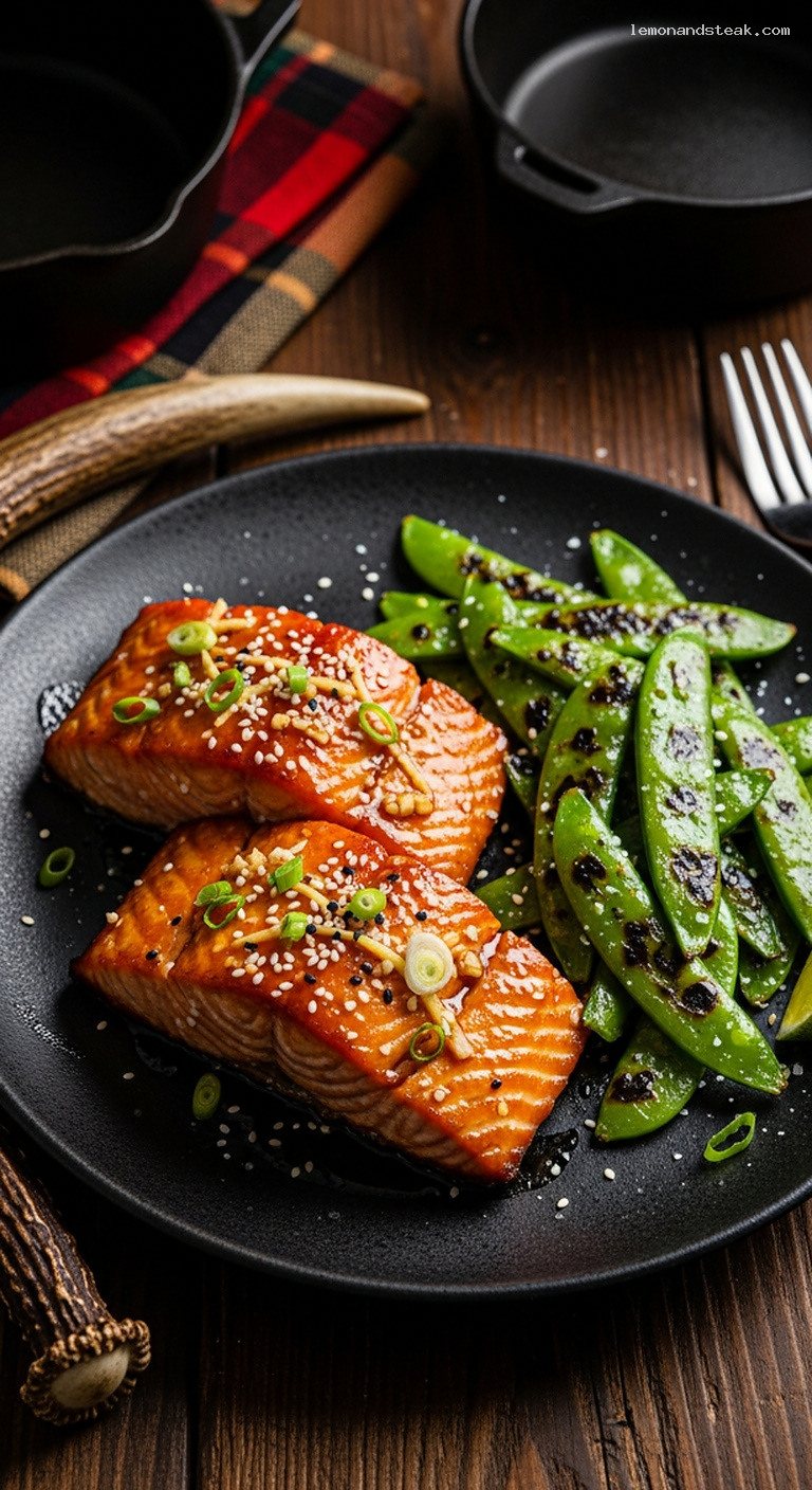 Cast-Iron Honey-Soy Glazed Salmon With Fire-Seared Snow Peas