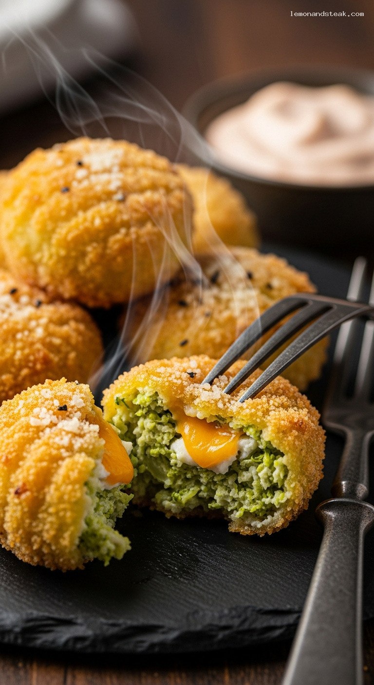 Cheesy Baked Broccoli Tot Bites – Closeup