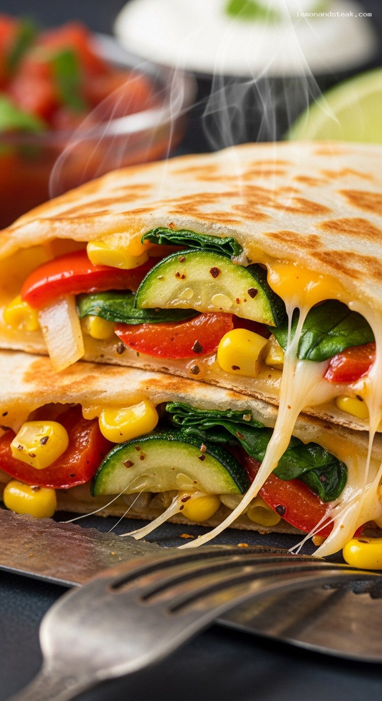 Cheesy Vegetable Quesadillas With Quick Sautéed Veggies – Closeup