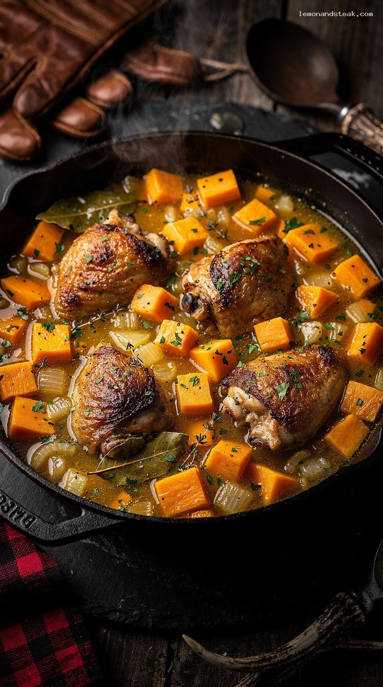 Chicken and Butternut Squash Stew with Herbs and Garlic