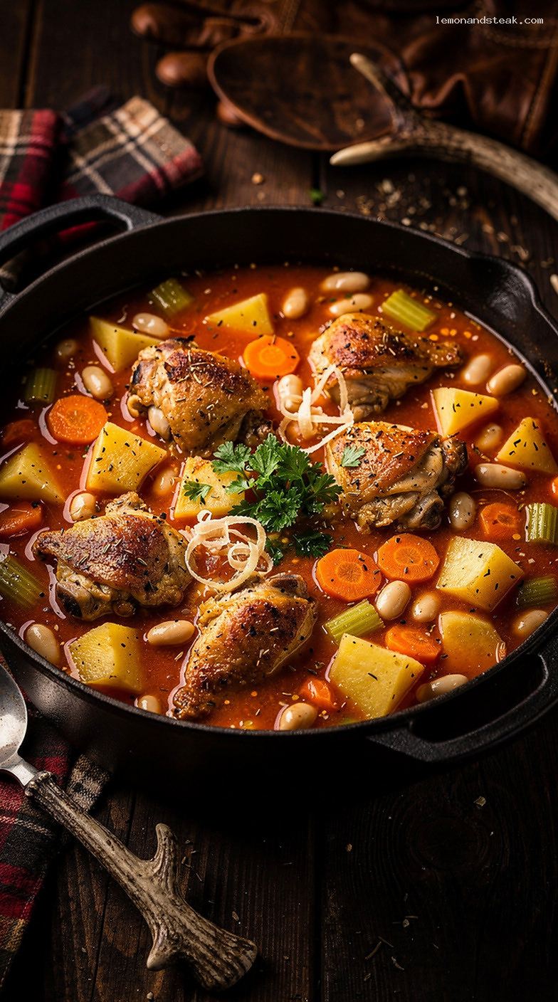 Chicken and Vegetable Minestrone Stew with Beans and Potatoes