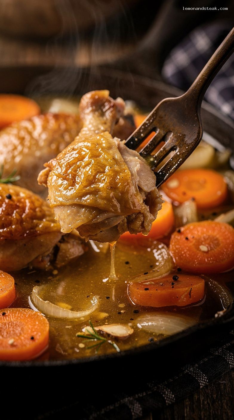 Chicken Carrot Ginger Stew With Aromatic Broth – Closeup