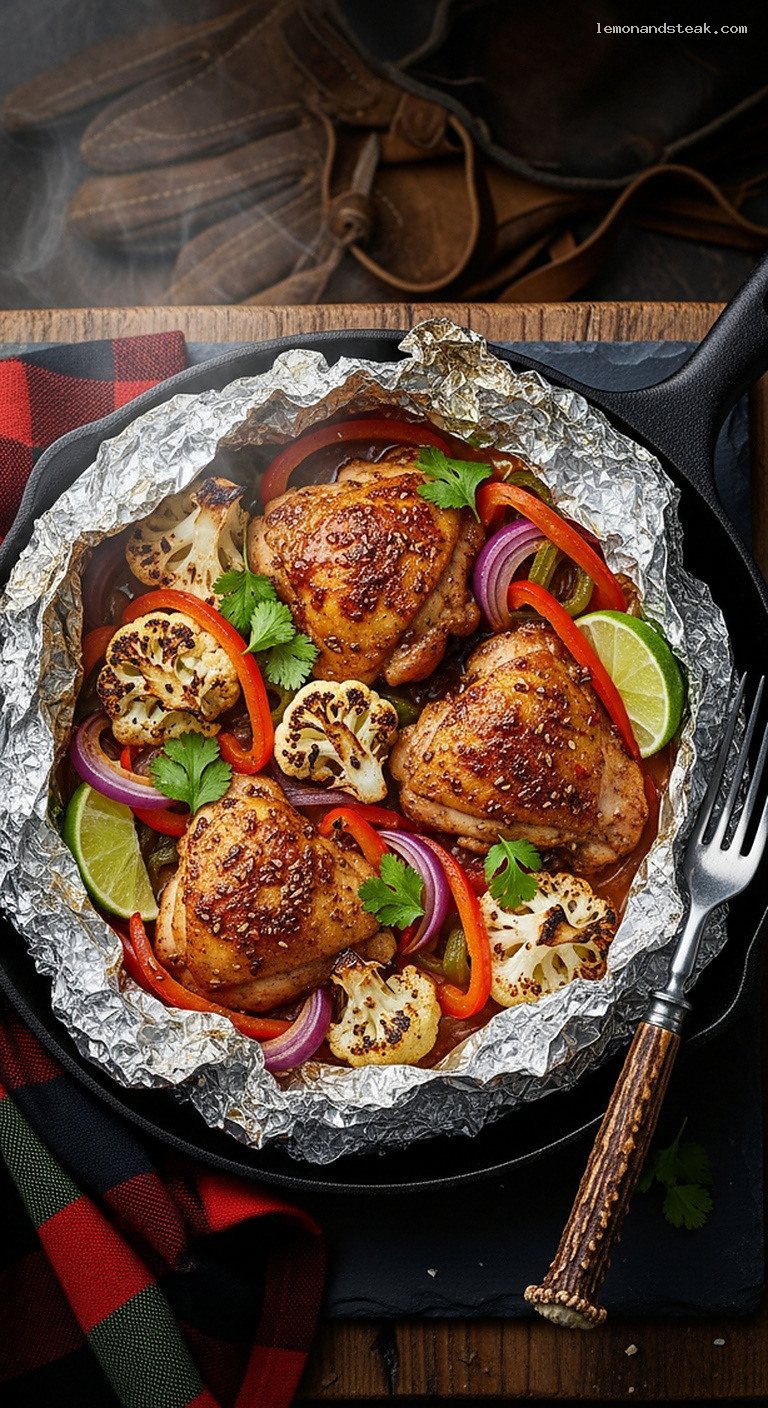 Chili-Lime Chicken and Cauliflower Foil Packet Dinner