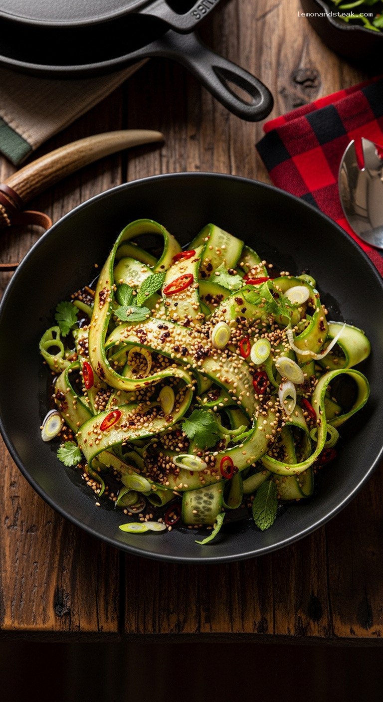 Chilled Cucumber Ribbon Salad With Sesame Soy Dressing