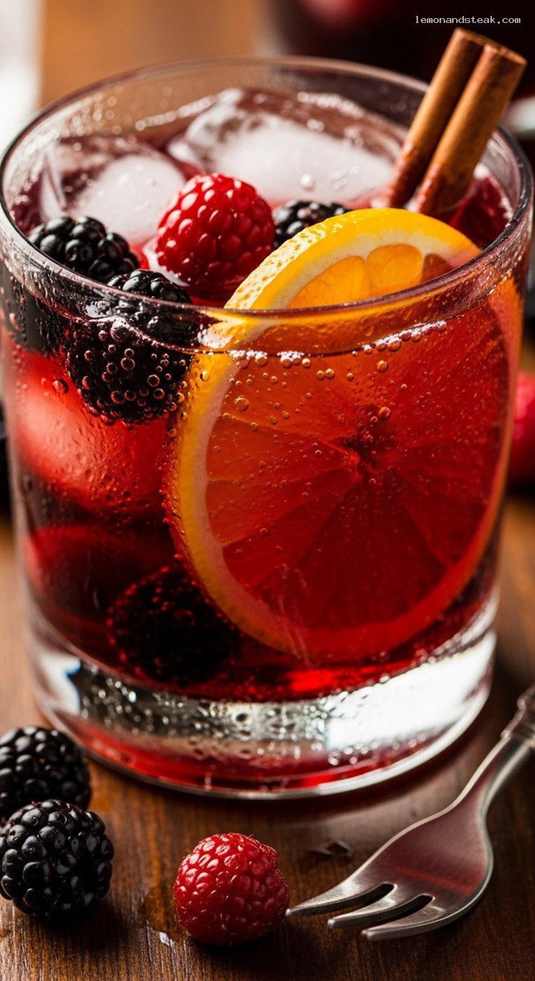 Chilled Spiced Mixed Berry Cider – Closeup