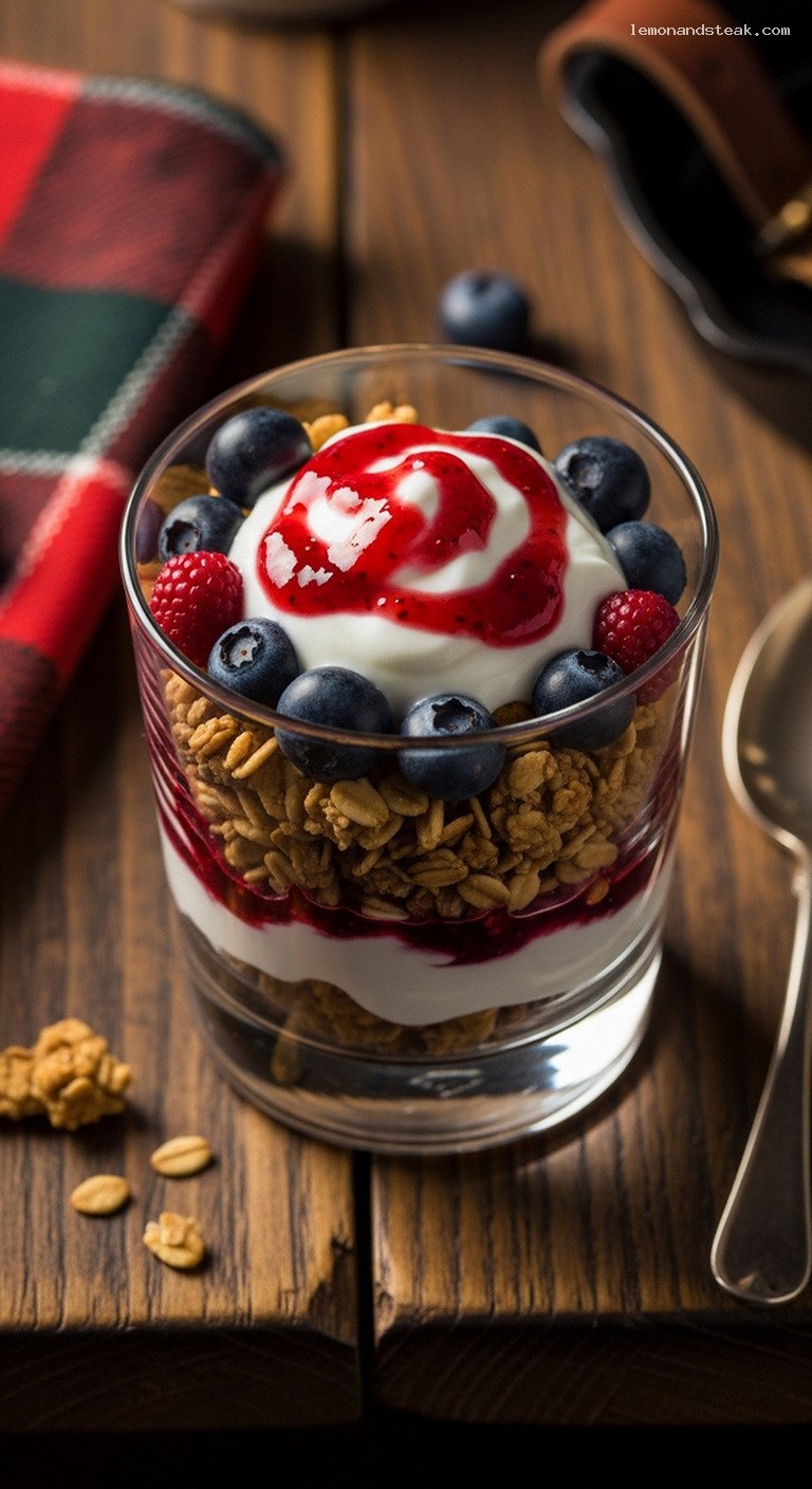 Chilled Yogurt Parfait with Fruit, Granola, and Jam