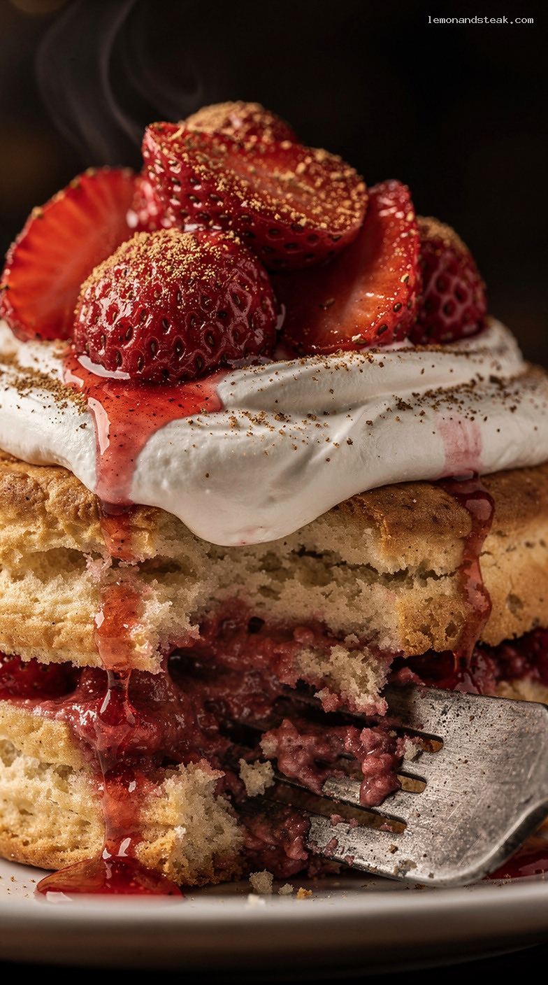 Cinnamon Biscuit Strawberry Shortcake With Nutmeg Whipped Cream – Closeup