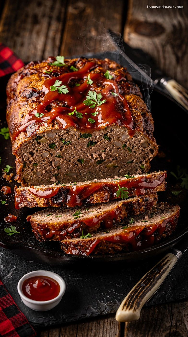 Classic Beef and Parsley Meatloaf with Ketchup Glaze