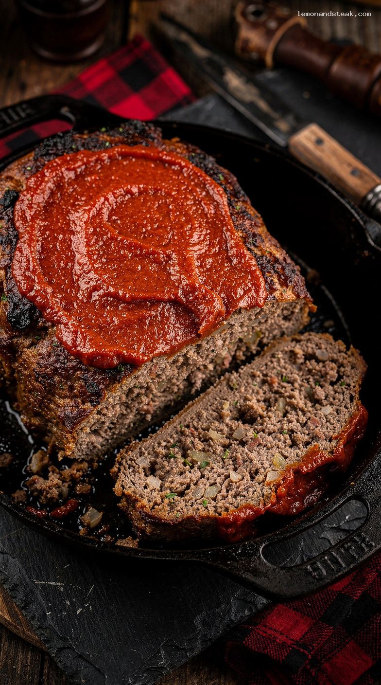 Classic Beef Meatloaf with Tomato-Celery Purée Topping