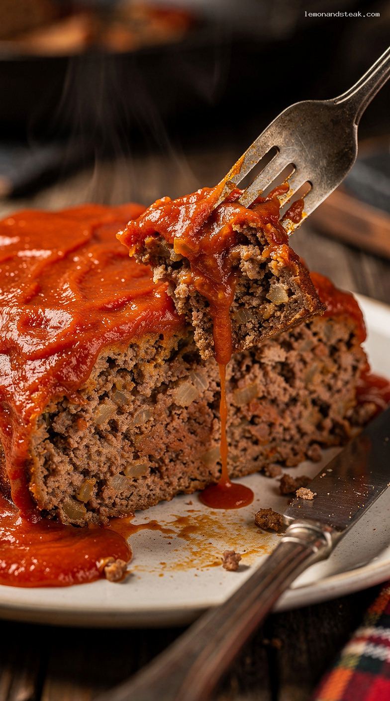 Classic Beef Meatloaf With Tomato-Paprika Sauce – Closeup