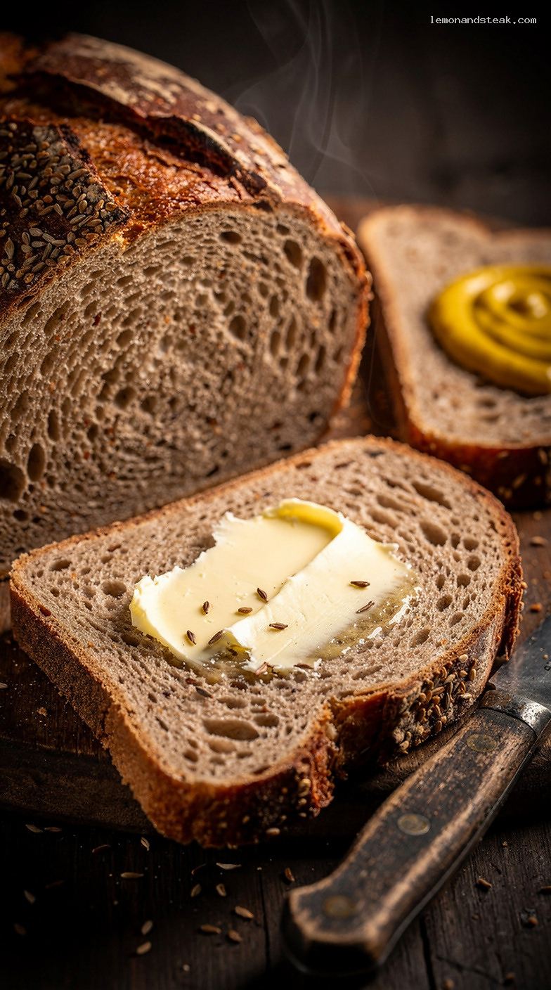 Classic Caraway Rye Bread Loaf for Sandwiches – Closeup
