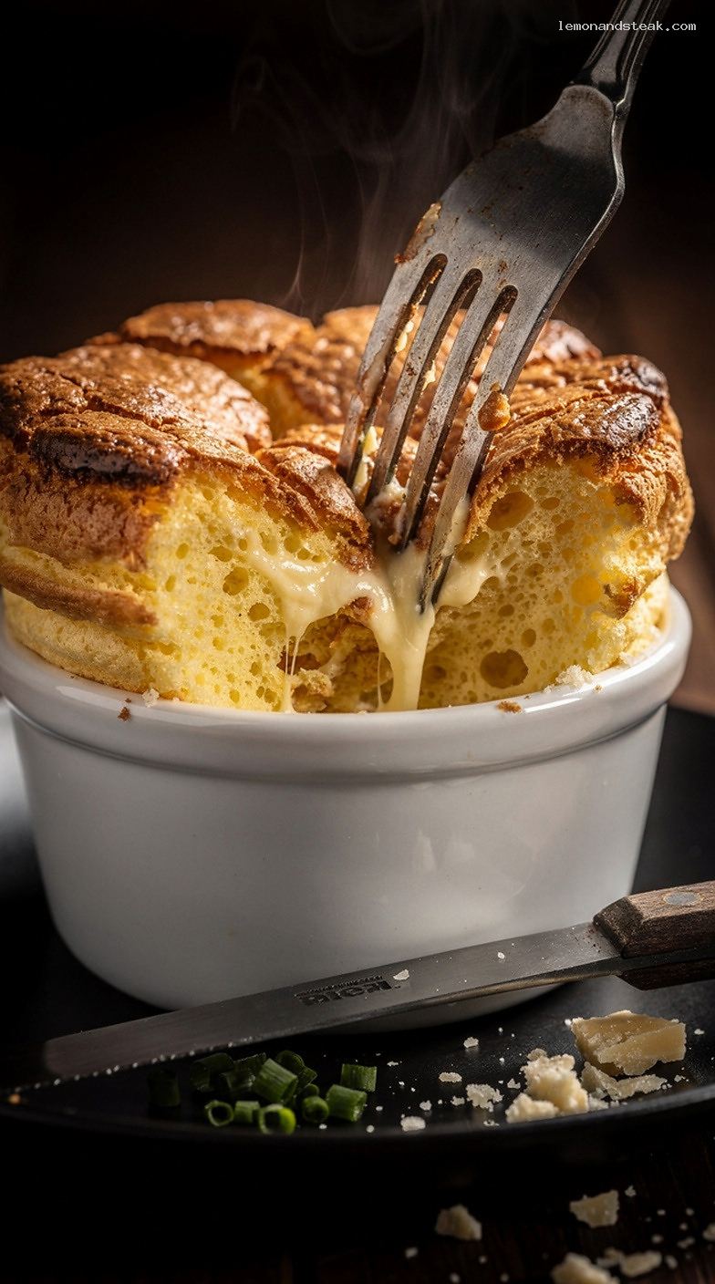 Classic Cheese Soufflé With Whipped Egg Whites – Closeup