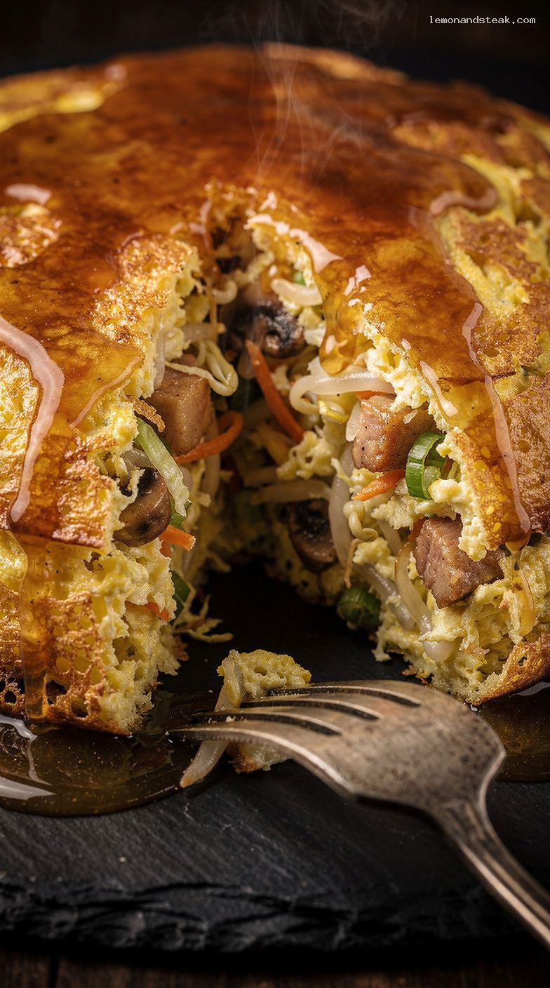 Classic Egg Foo Young Patties With Savory Gravy – Closeup