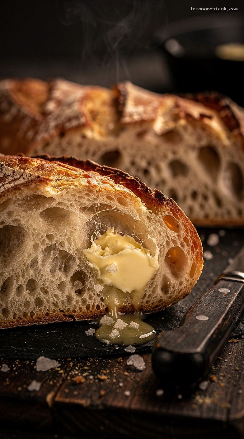 Classic French Baguette-Style Bread With Crispy Crust – Closeup