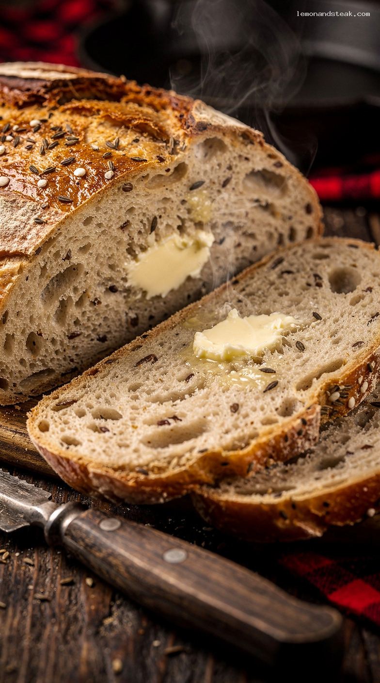 Classic Homestyle Caraway Seed Bread Loaf – Closeup