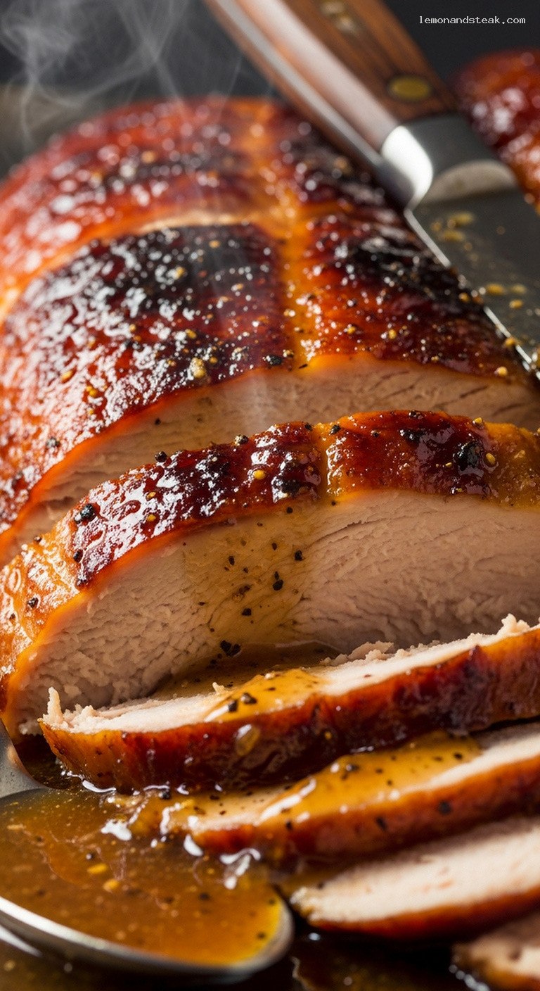 Cola-Butter Basted Roast Turkey with Caramelized Skin – Closeup