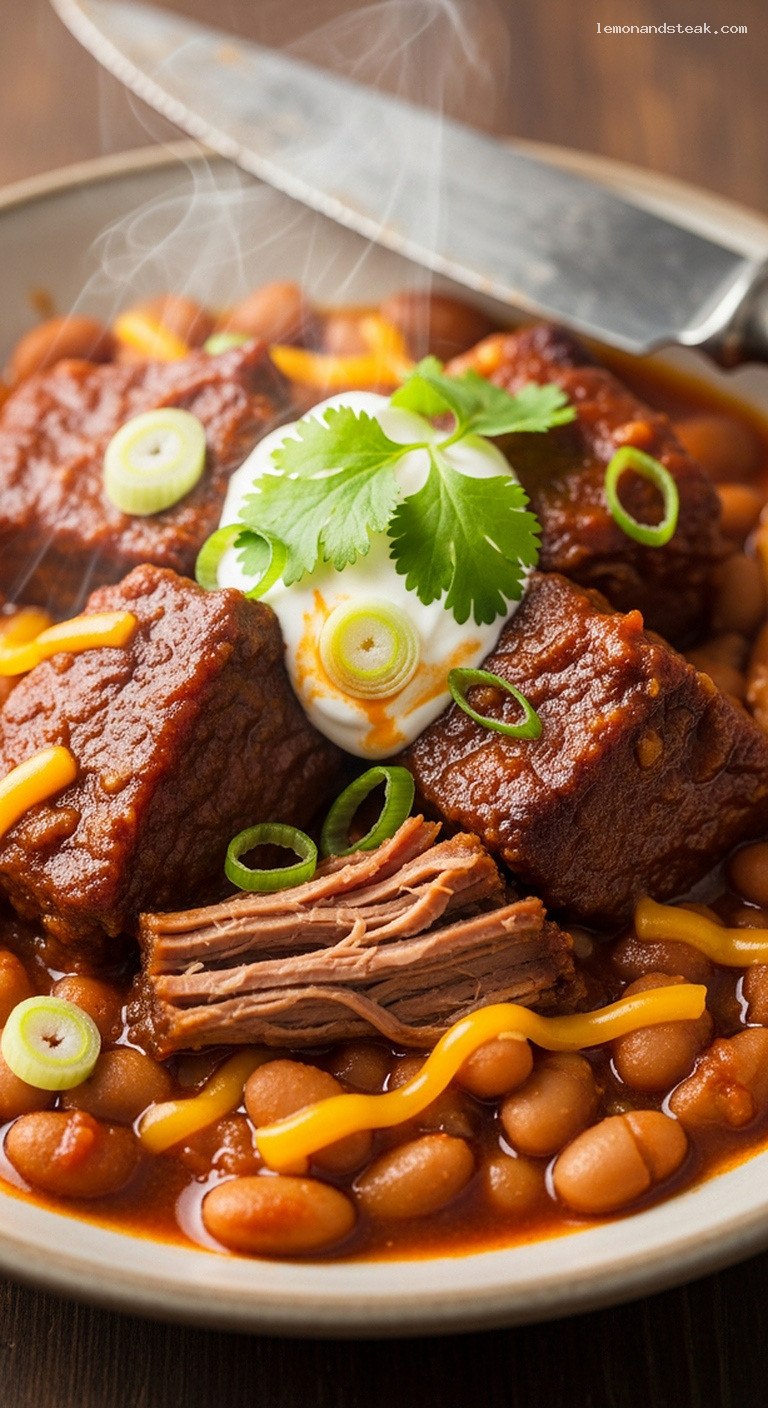Cowboy-Style Beans and Brisket Pot (Campfire or Home Version) – Closeup