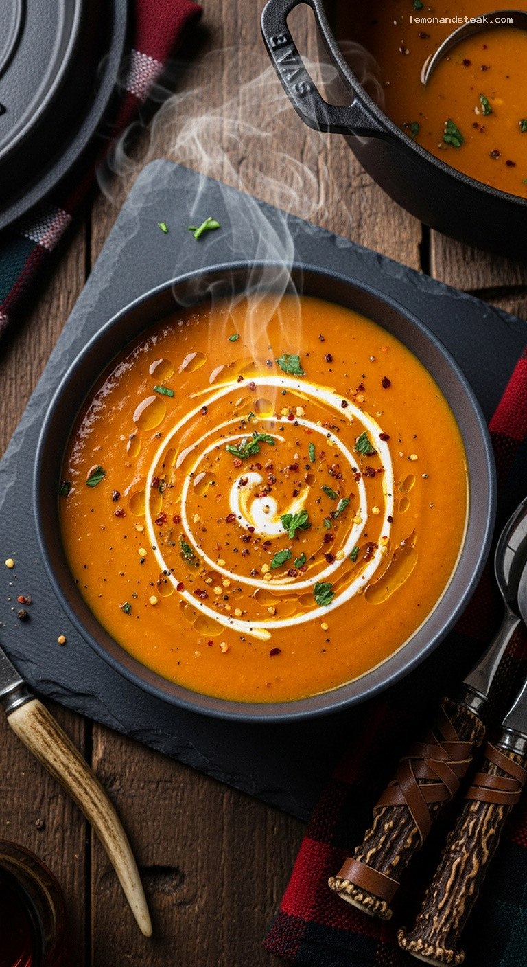 Cozy Spicy Roasted Carrot and Ginger Soup