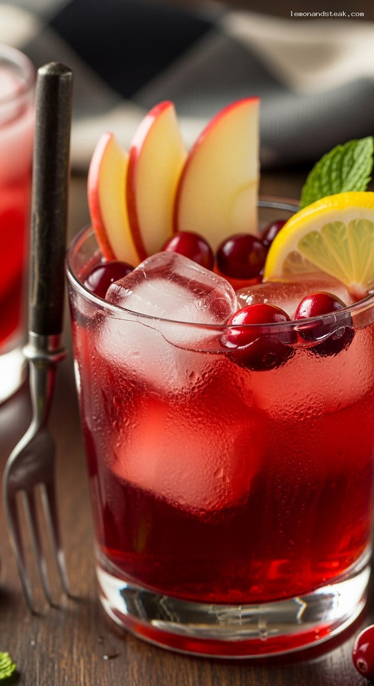 Cranberry Apple Refresher With Lemon – Closeup