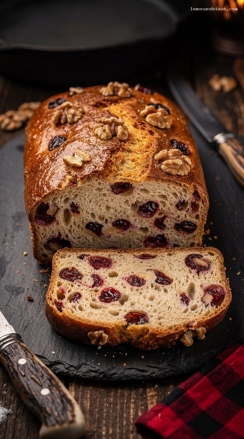 Cranberry Walnut Yeast Bread with Dried Cranberries and Toasted Walnuts