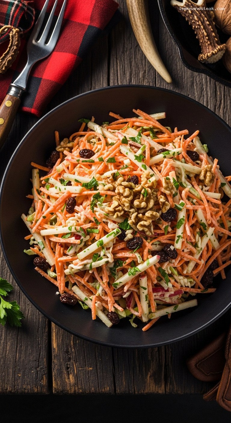 Creamy Carrot Apple Slaw with Raisins