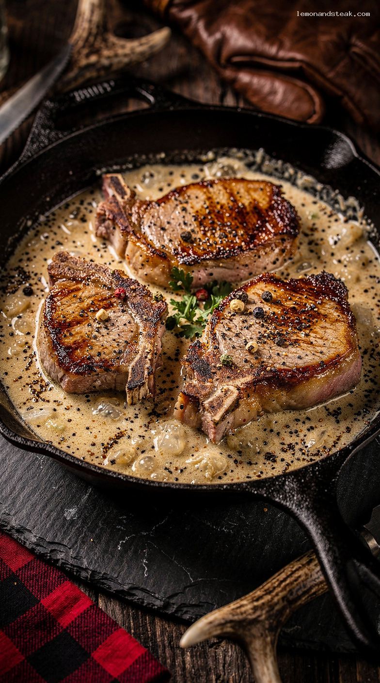 Creamy Garlic Black Pepper Pork Chops