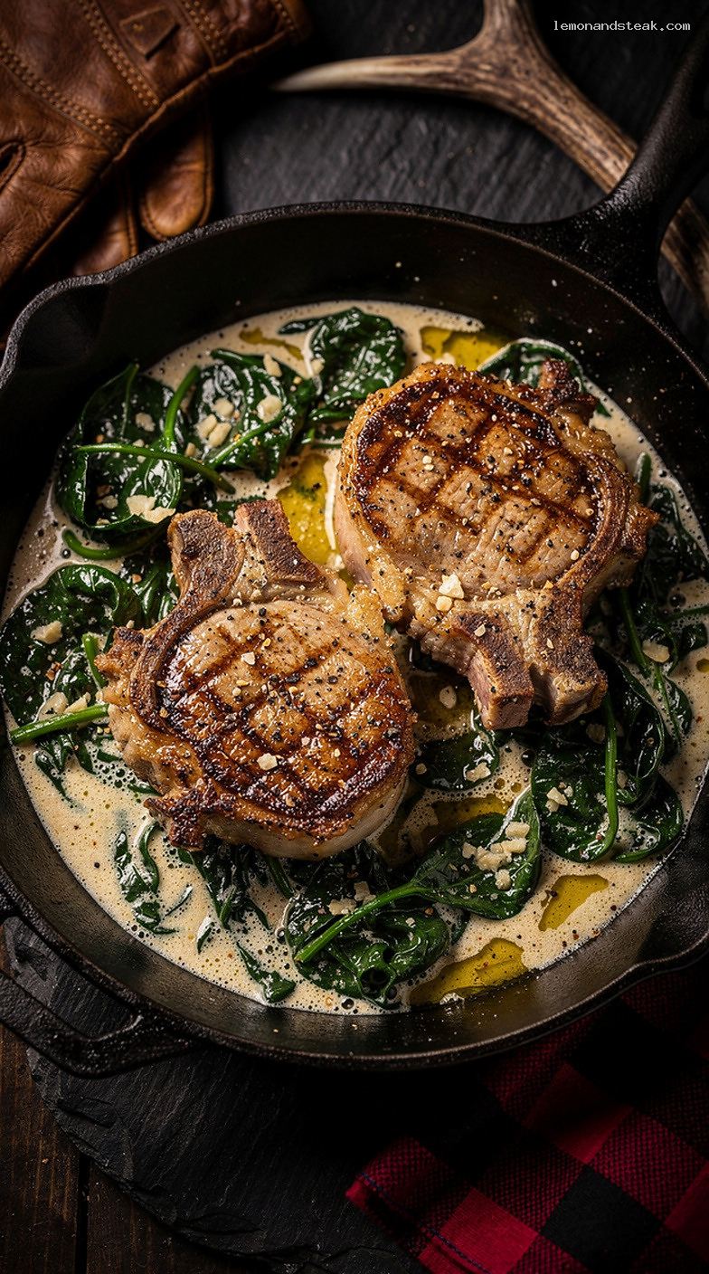Creamy Garlic Spinach Pork Chops Recipe