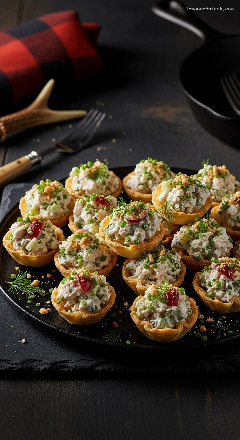 Creamy Herb Chicken Salad Tartlets in Pastry Shells
