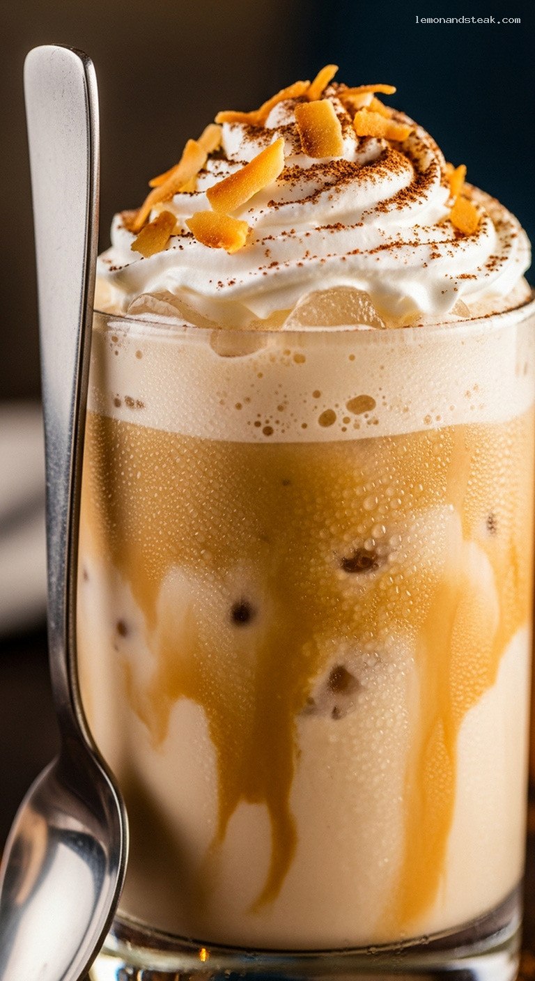 Creamy Island-Style Coconut Espresso Iced Shake – Closeup