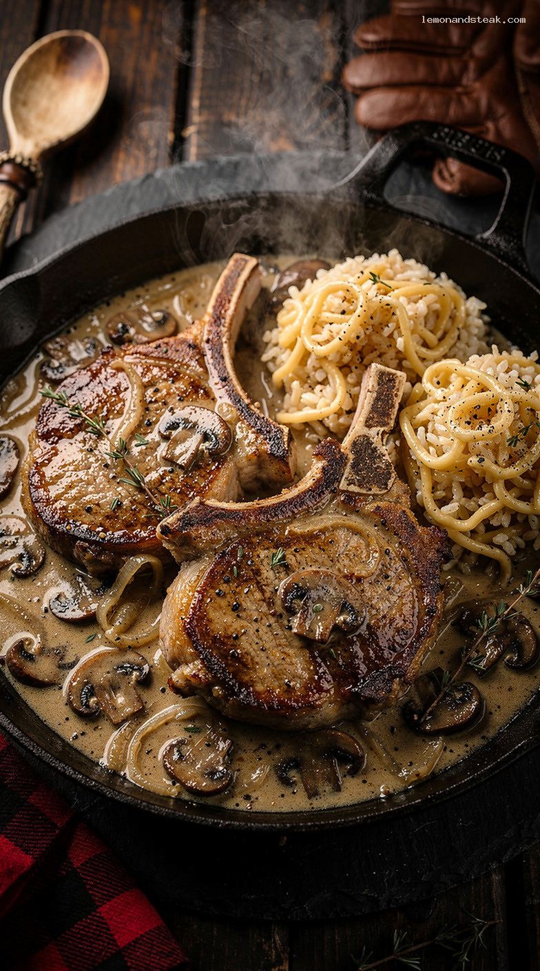 Creamy Mushroom Pork Chops with Onions