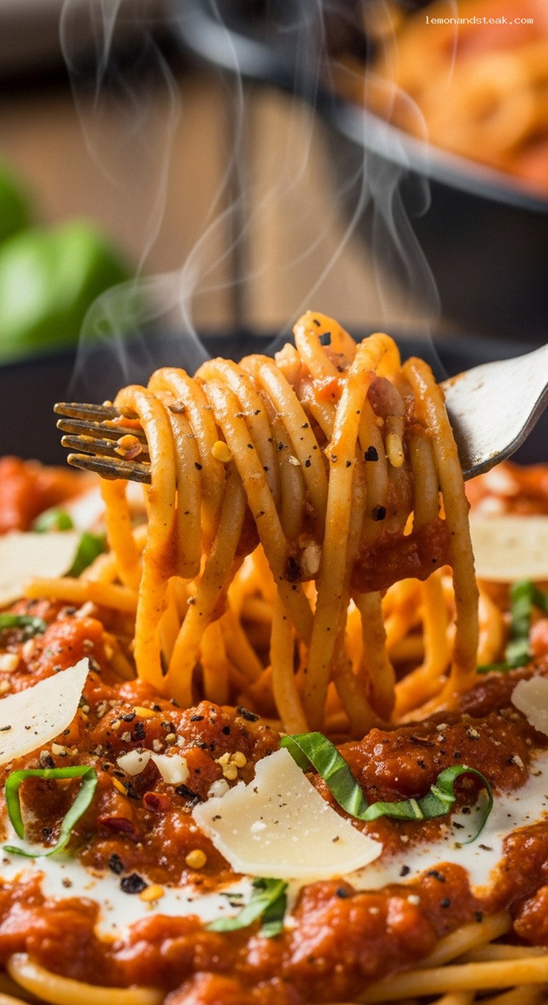 Creamy Peanut Butter Tomato Basil Pasta – Closeup
