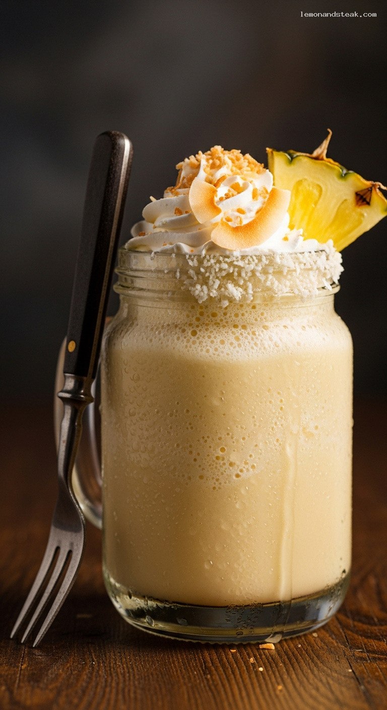 Creamy Pineapple Vanilla Yogurt Shake – Closeup