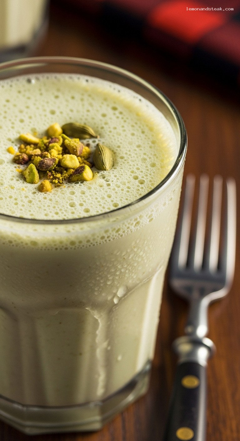 Creamy Pistachio Vanilla Milk Drink – Closeup