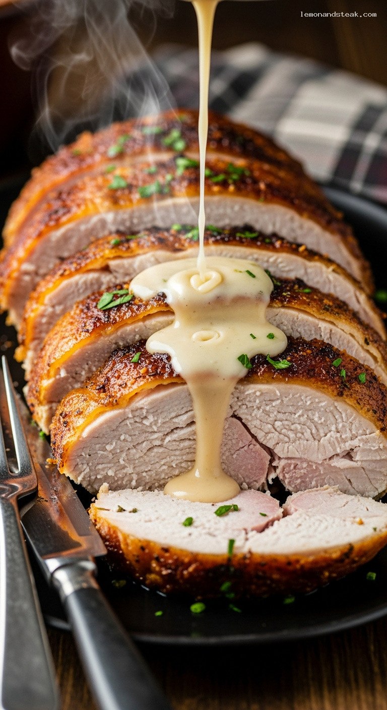 Creamy Ranch Roasted Turkey With Garlic and Onion – Closeup