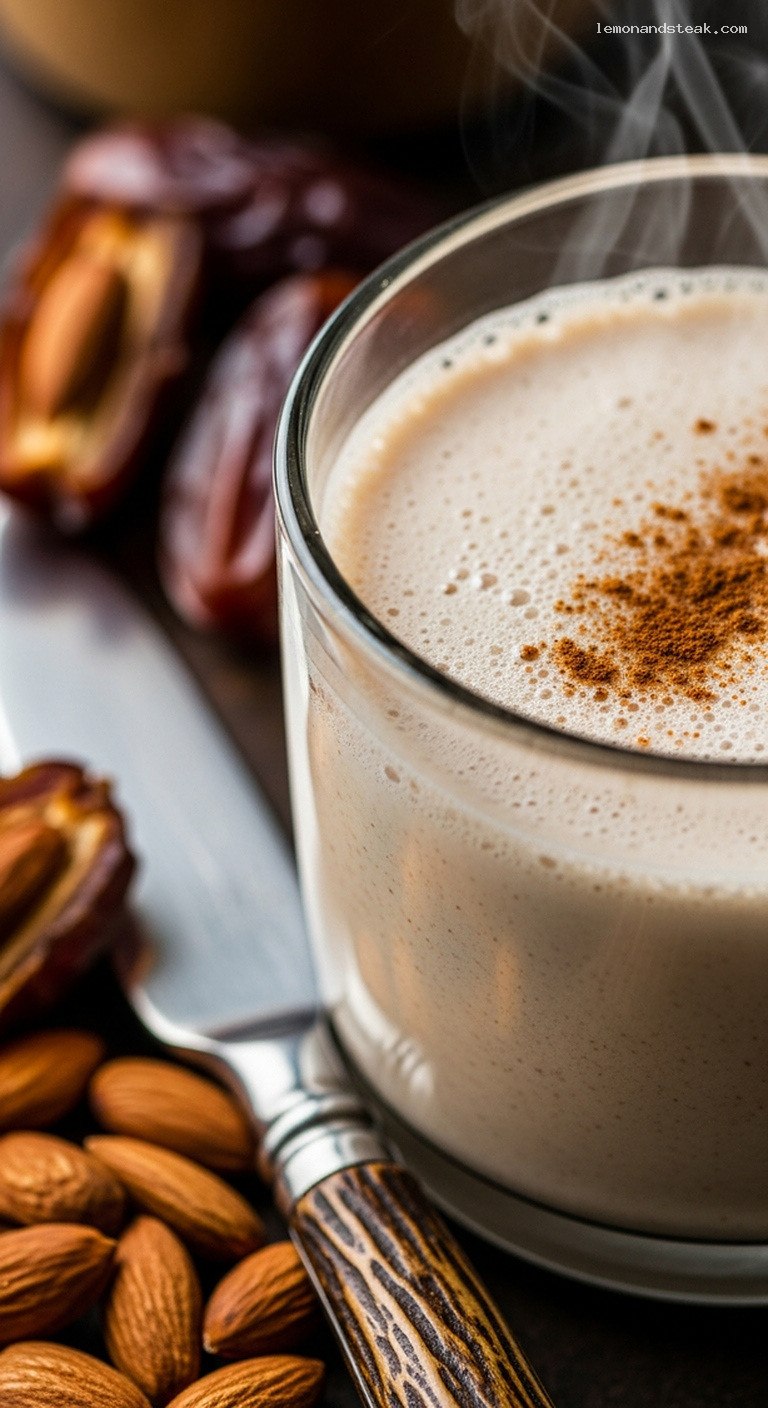 Creamy Roasted Almond and Date Milk – Closeup