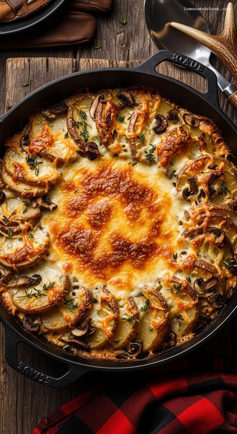 Creamy Thyme Potato and Mushroom Bake
