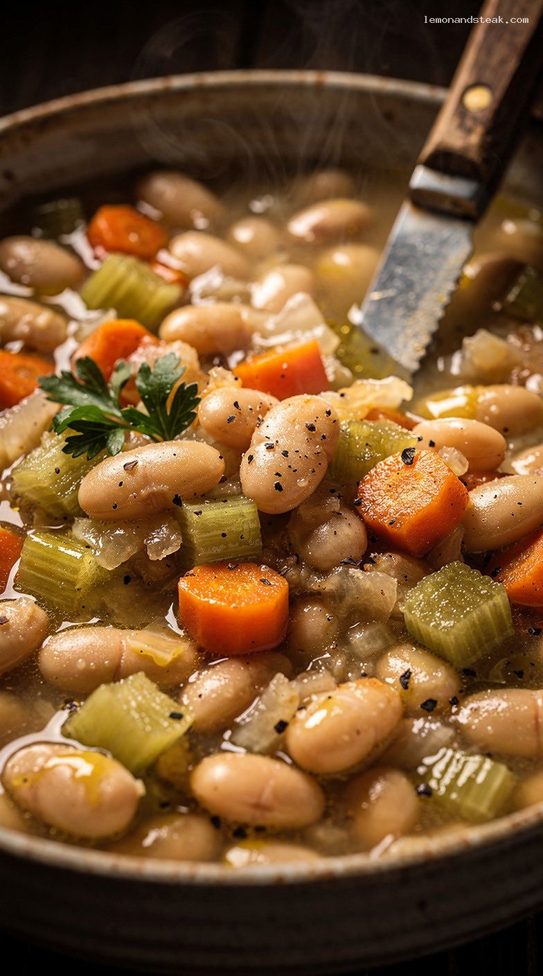 Creamy White Bean and Herb Vegetable Stew – Closeup