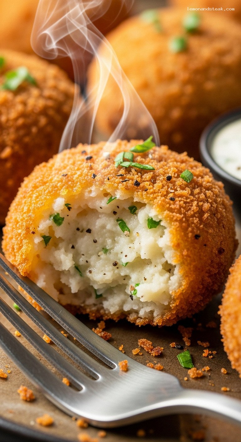 Crispy Air Fryer Mashed Potato Croquettes – Closeup