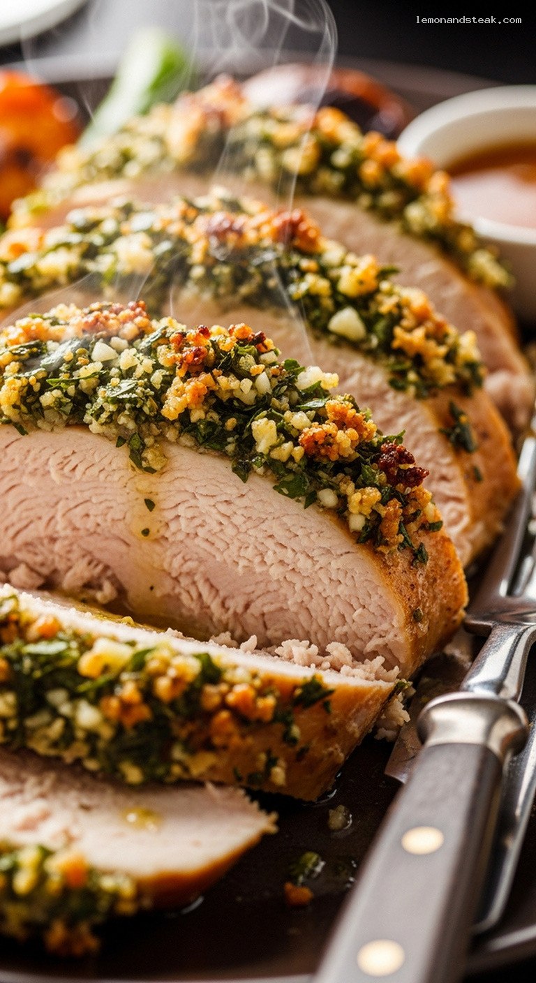 Crispy Herb-Crusted Garlic Butter Turkey – Closeup