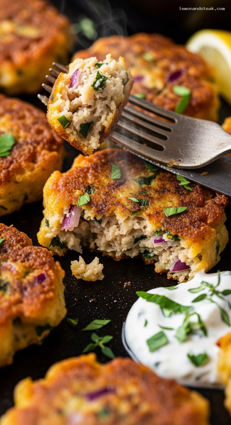 Crispy Herbed White Bean Fritters – Closeup