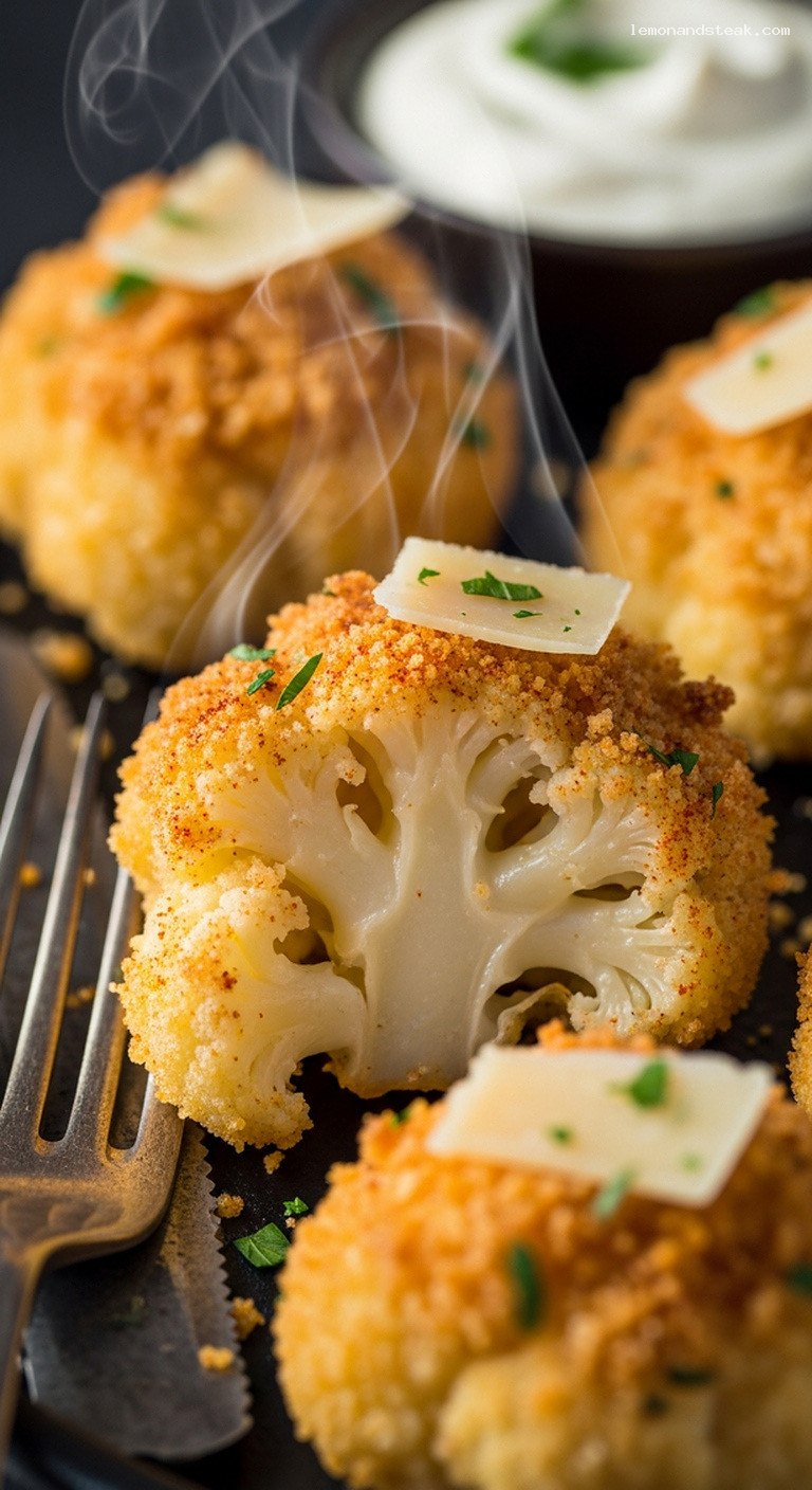 Crispy Oven-Baked Parmesan Cauliflower Bites – Closeup