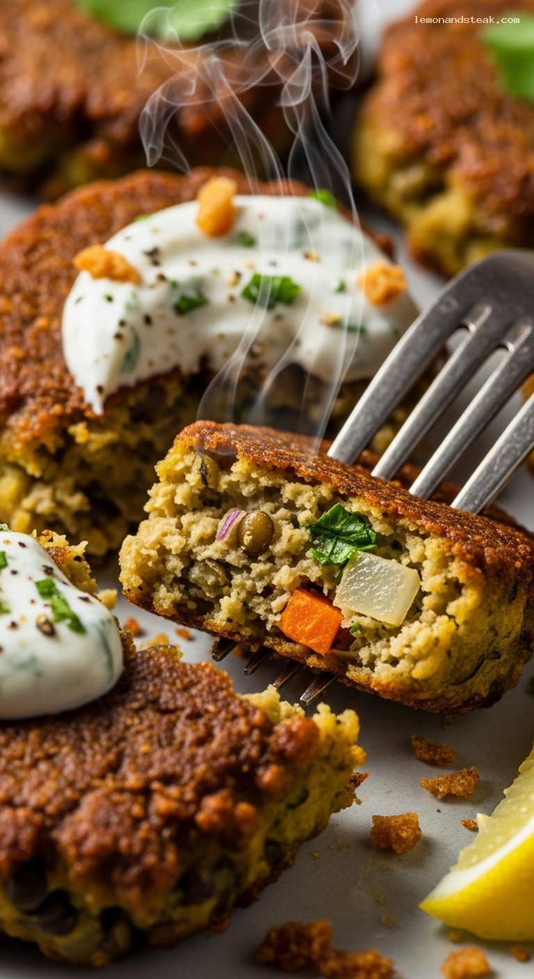 Crispy Pan-Fried Lentil Fritter Bites – Closeup