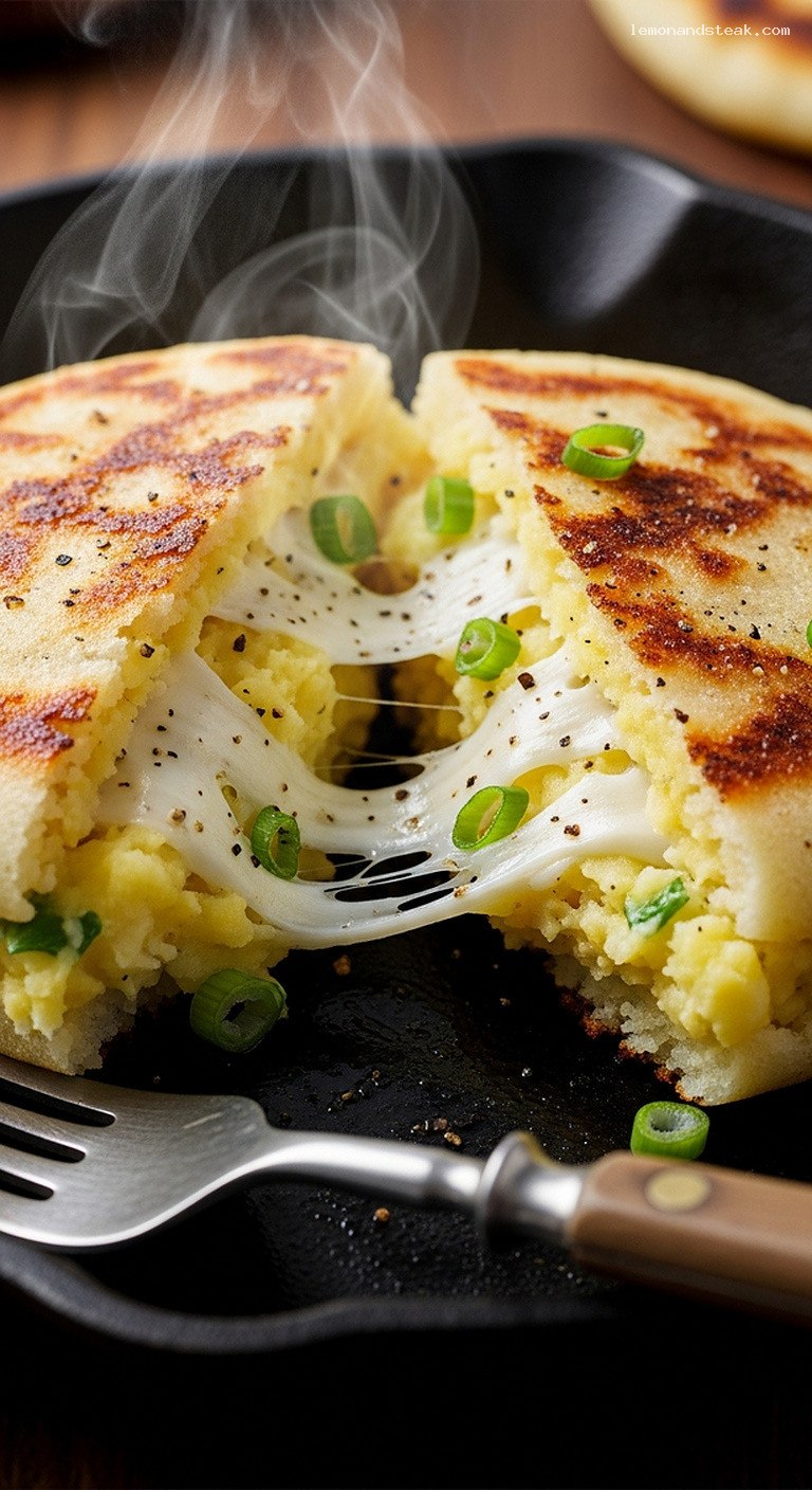 Crispy Potato and Cheese Stuffed Arepas – Closeup