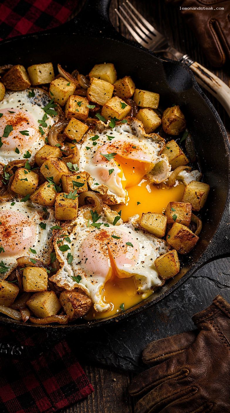 Crispy Potato and Egg Breakfast Hash with Onions