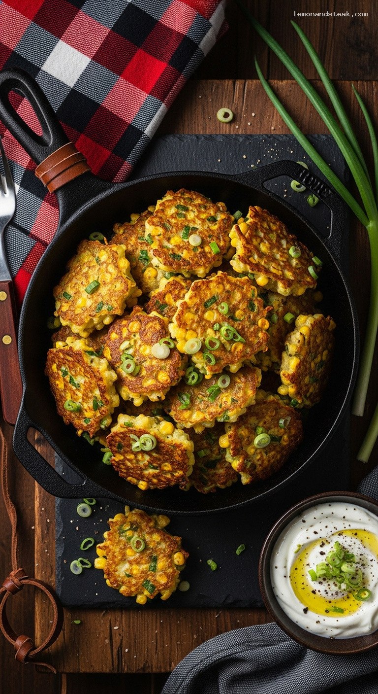 Crispy Potato Corn Fritters With Scallions