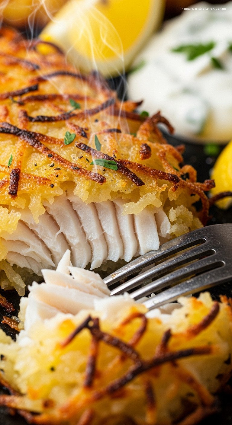 Crispy Potato-Crusted Pan-Seared Fish Fillets – Closeup