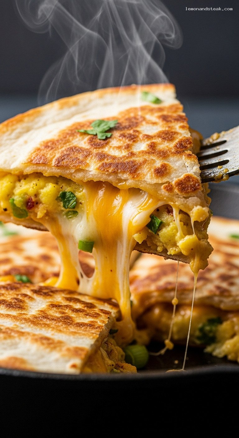 Crispy Potato Quesadillas with Spiced Mash and Cheese – Closeup